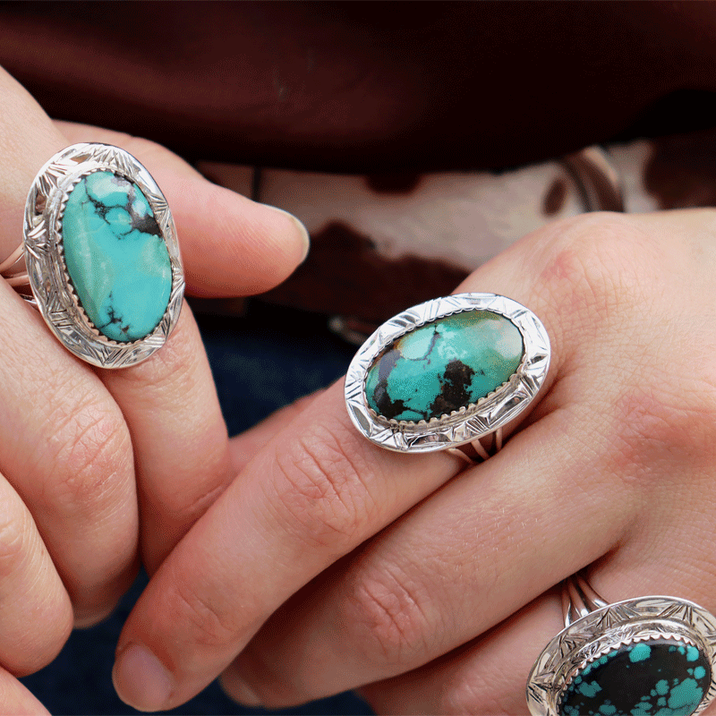 Natural Tibetan Turquoise Oval Ring