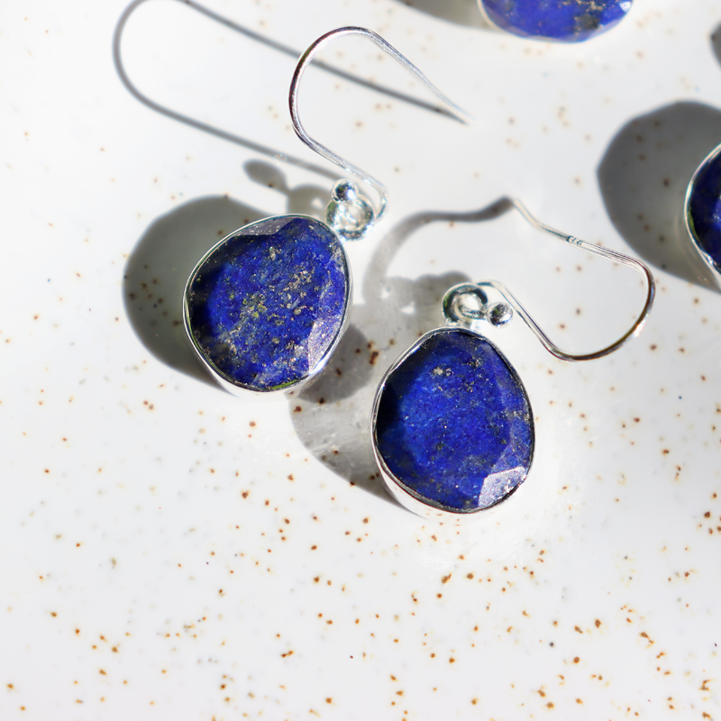 lapis lazuli sterling silver gemstone earrings