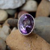 oval amethyst sterling silver gemstone ring