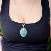 chrysocolla oval sterling silver gemstone pendant