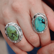 Natural Tibetan Turquoise Oval Ring