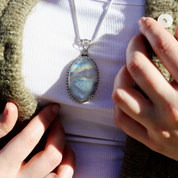 moonstone large sterling silver gemstone pendant