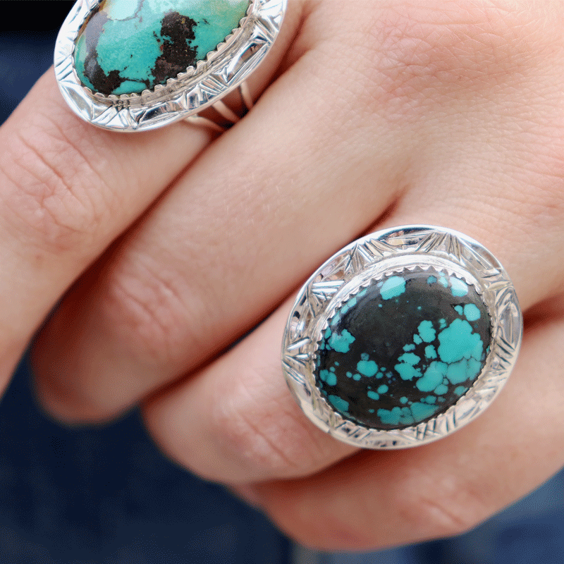 Natural Tibetan Turquoise Oval Ring