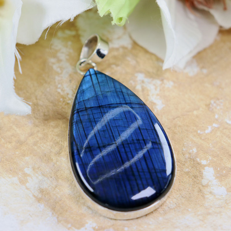 labradorite large silver gemstone pendant