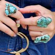 big turquoise gemstone sterling silver ring