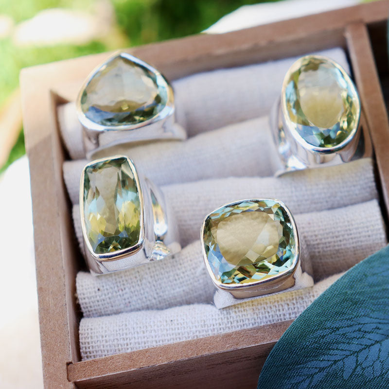 big green amethyst silver ring