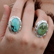 Natural Tibetan Turquoise Oval Ring