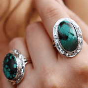 Natural Tibetan Turquoise Oval Ring