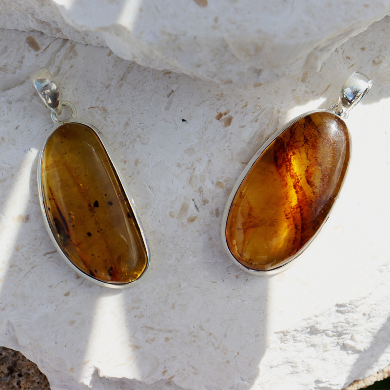 amber sterling silver gemstone pendant
