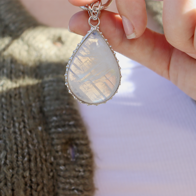 moonstone large sterling silver gemstone pendant
