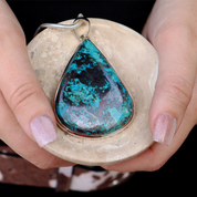 large shattuckite teardrop sterling silver gesmtone pendant
