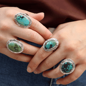 Natural Tibetan Turquoise Oval Ring