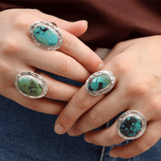 Natural Tibetan Turquoise Oval Ring
