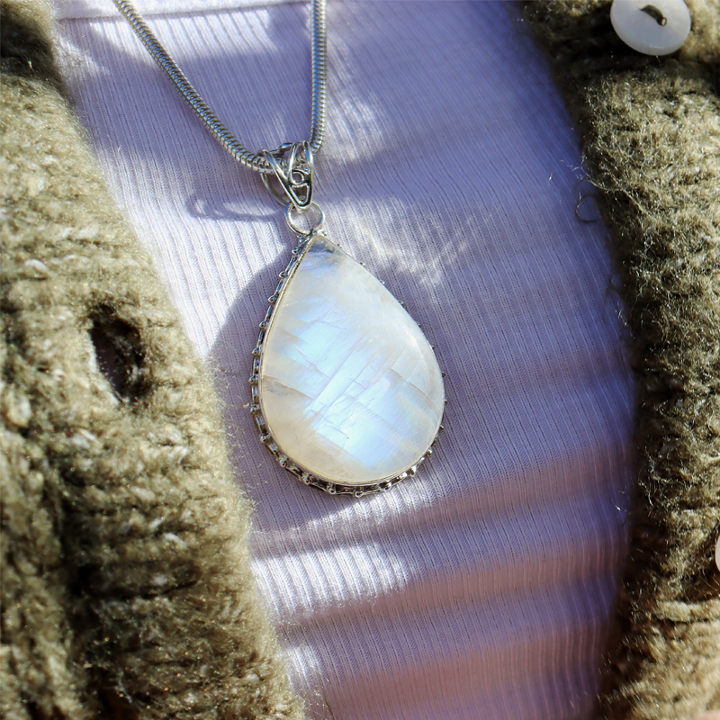 moonstone large sterling silver gemstone pendant