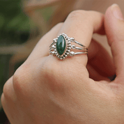 Ebna Malachite Silver Boho Ring