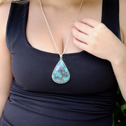 large shattuckite teardrop sterling silver gesmtone pendant