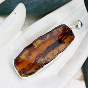 amber silver pendant