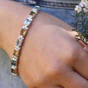 citrine blue topaz silver gemstone bracelet