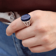 sapphire quartz oval sterling silver gemstone ring