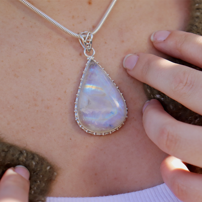 moonstone large sterling silver gemstone pendant