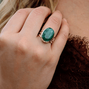 oval emerald quartz sterling silver gemstone ring