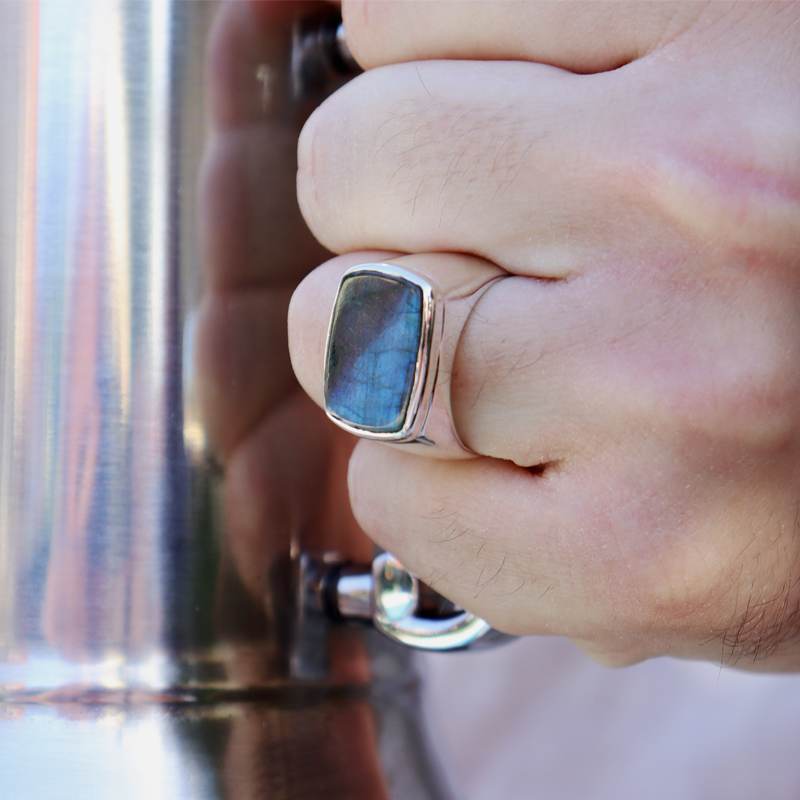 unisex labradorite silver gemstone ring