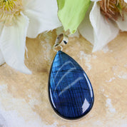 labradorite large silver gemstone pendant