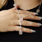 rose quartz silver gemstone necklace