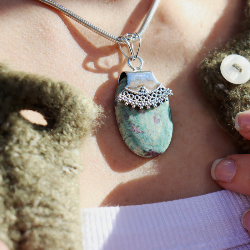 Ruby Fuchsite Silver Gemstone Pendant