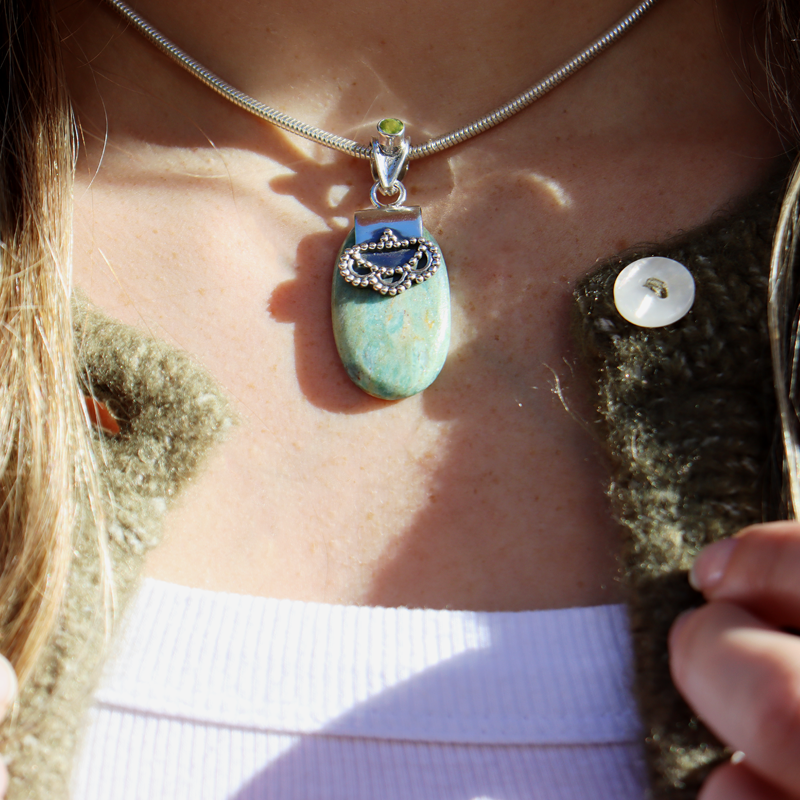 Ruby Fuchsite Peridot Gemstone Pendant