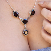 garnet silver gemstone necklace