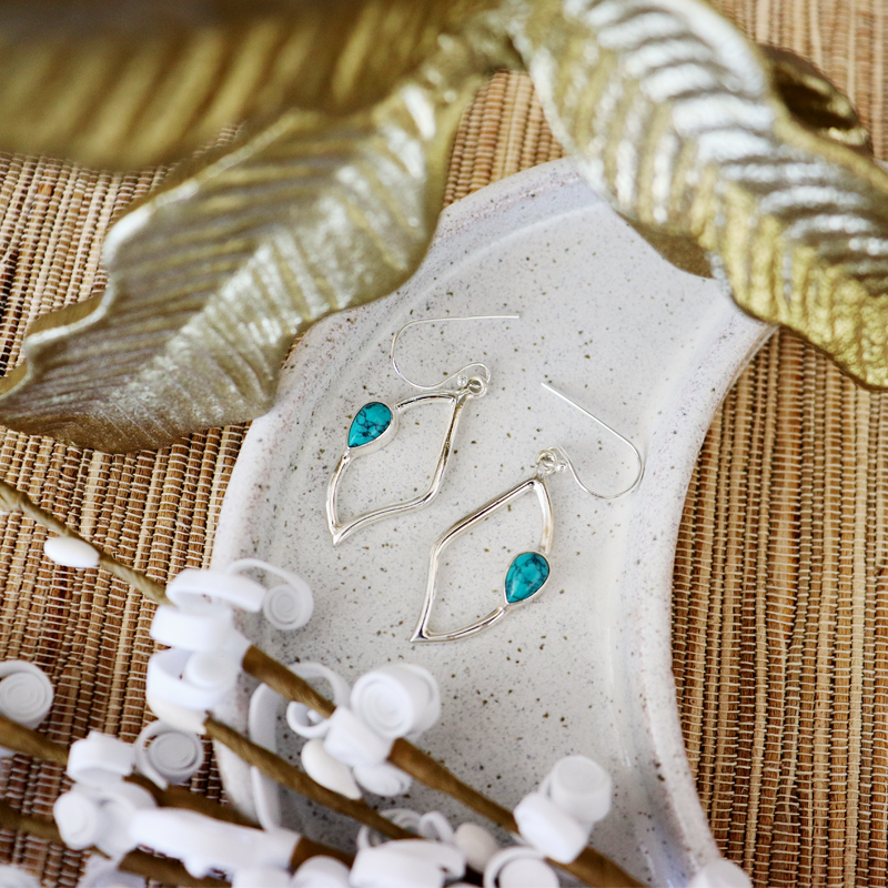 turquoise sterling silver gemstone earrings
