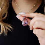 teardrop amethyst sterling silver gemstone pendant