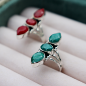 emerald quartz sterling silver gemstone ring