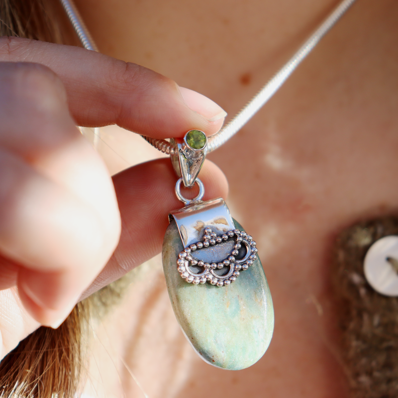 Ruby Fuchsite Peridot Gemstone Pendant