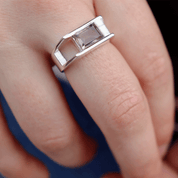 smoky quartz emerald cut sterling silver gemstone ring