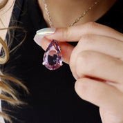 teardrop amethyst sterling silver gemstone pendant