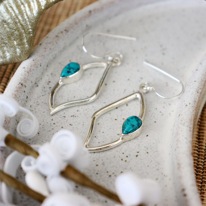 turquoise sterling silver gemstone earrings