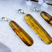 amber sterling silver gemstone pendant
