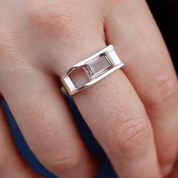 smoky quartz emerald cut sterling silver gemstone ring