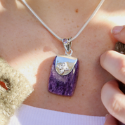 charoite amethyst sterling silver gemstone pendant