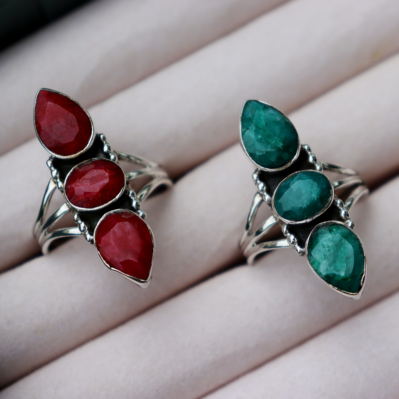 ruby quartz sterling silver gemstone ring