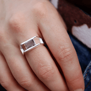 smoky quartz emerald cut sterling silver gemstone ring