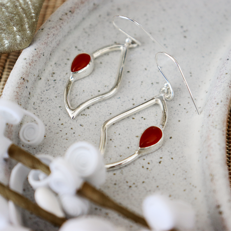 carnelian sterling silver gemstone earrings