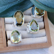 big green amethyst silver gemstone ring