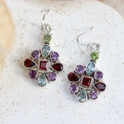 blue topaz amethyst garnet peridot gemstone sterling silver earrings
