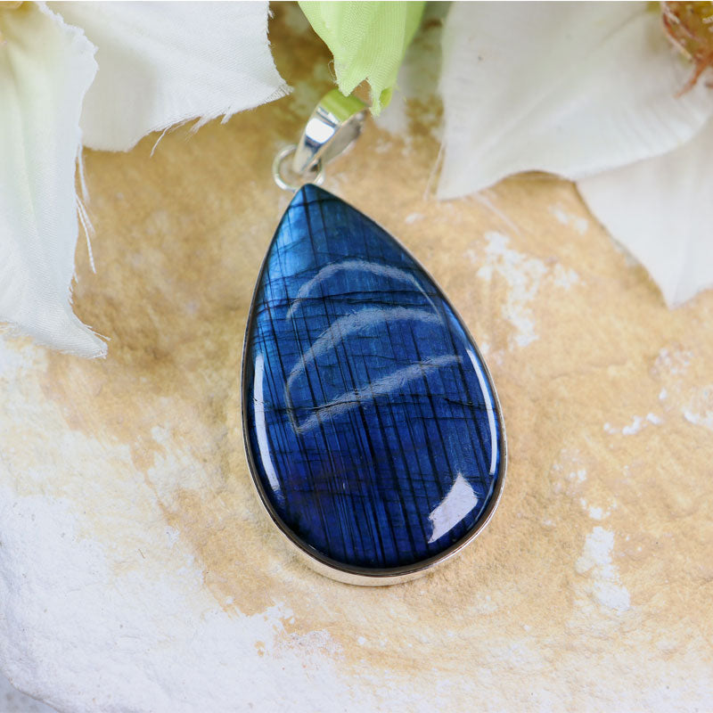 labradorite large silver gemstone pendant
