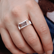 smoky quartz emerald cut sterling silver gemstone ring