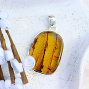 amber sterling silver gemstone pendant