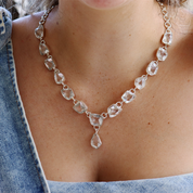 clear quartz sterling silver gemstone necklace